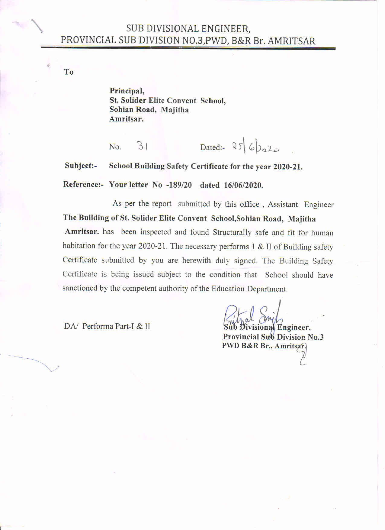 Building Safety Certificate